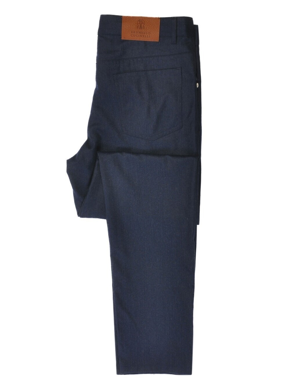 Brunello Cucinelli Navy Blue Flannel 5-Pocket Pants 34 37975